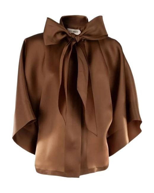 Alberta Ferretti Brown Bow Shirt