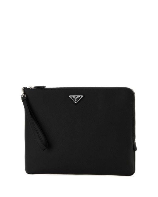 Prada Black Zipper Clutch for men