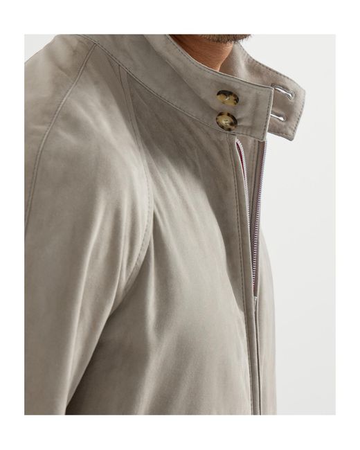 Brunello Cucinelli Brown Suede Two-Way Zip Jacket for men
