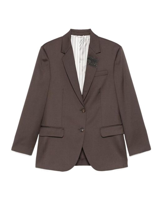 Brunello Cucinelli Brown Single-Breasted Blazer