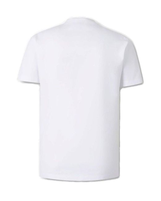 DSquared² White Logo Printed Crewneck T-Shirt for men
