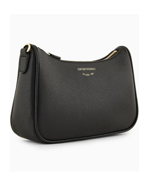Emporio Armani Black Logo Printed Zipped Crossbody Bag
