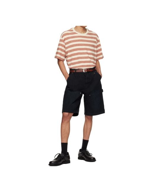 Wooyoungmi Black Striped Logo-Patch T-Shirt for men