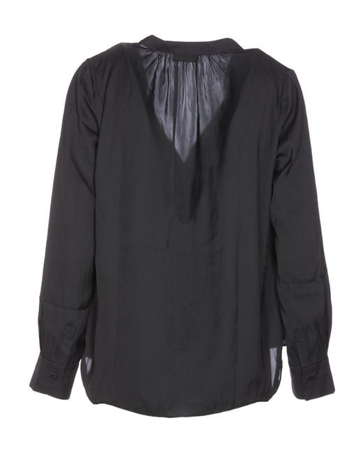 Zadig & Voltaire Black Gathered-Detailed V-Neck Shirt