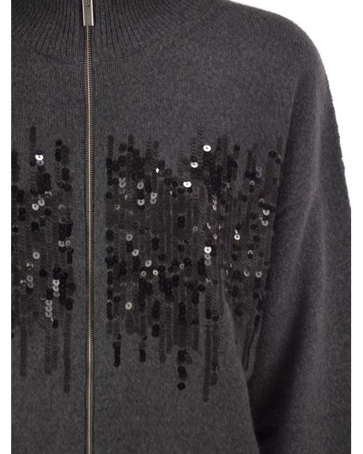 Peserico Black Long-Sleeve Casual Zip-Up Jacket