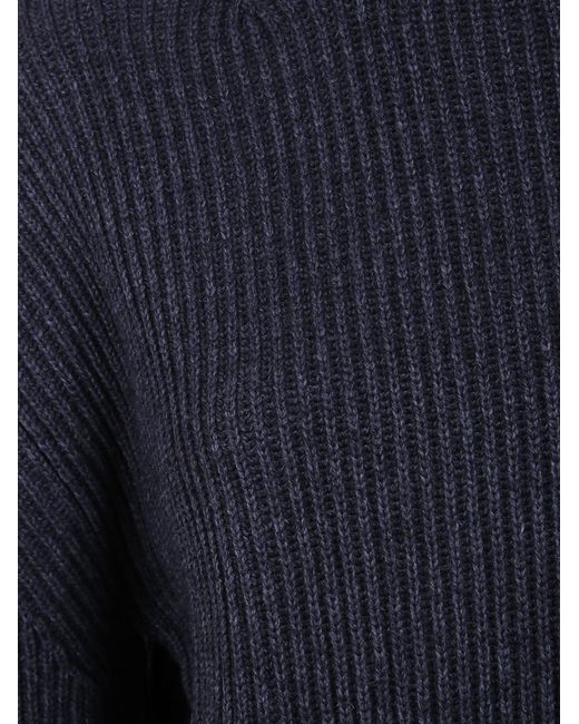 Semicouture Blue Oversized Turtleneck Sweater