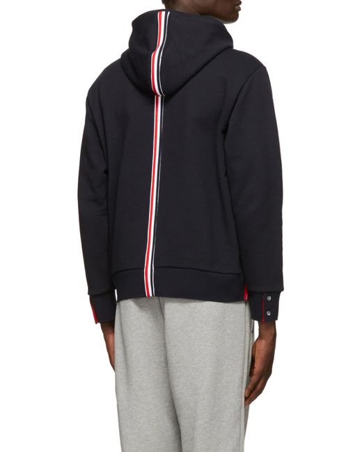 Thom Browne Blue Rwb Stripe Zipped Hoodie for men
