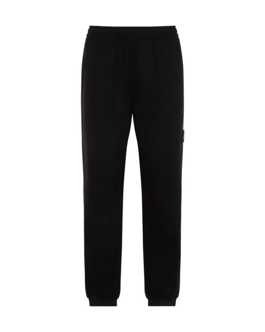 Stone Island Black Compass Patch Tapered-Leg Sweatpants for men