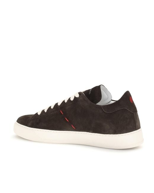 Kiton Black Lace-Up Low-Top Sneakers for men