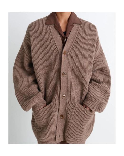 Lemaire Brown V-Neck Button-Up Cardigan for men