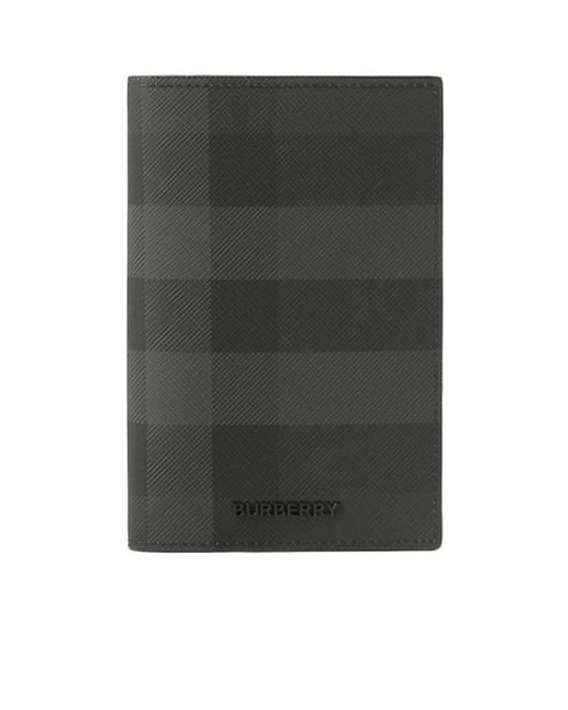 Burberry Black Logo Lettering Checked Card Case for men