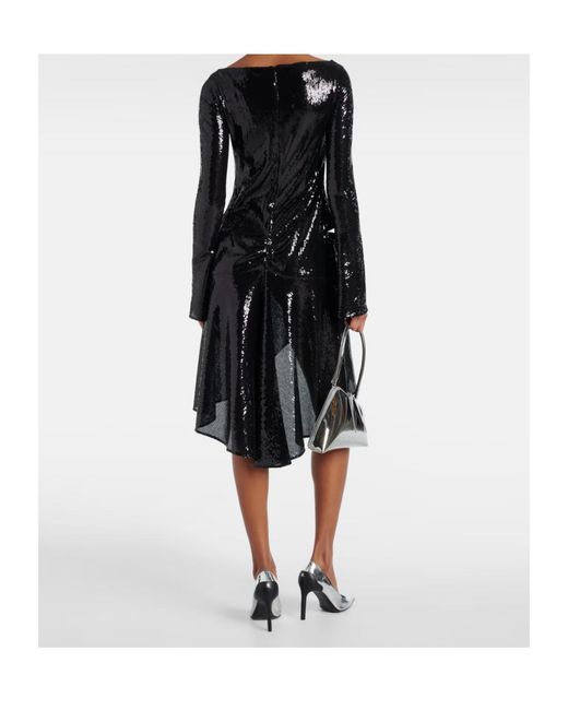 Courreges Black Ellipse Sequined Cutout Midi Dress