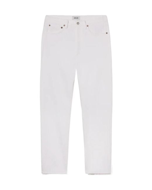 Agolde White Mid-Rise Straight-Leg Jeans