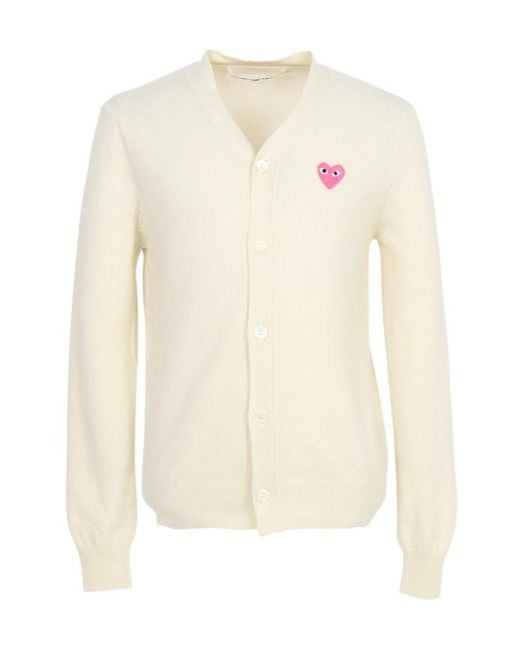 COMME DES GARÇONS PLAY White Long-Sleeve Knit Cardigan for men