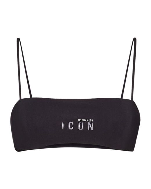 DSquared² Gray Logo Bikini Top