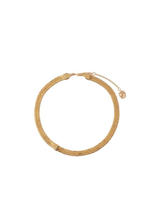 Burberry Metallic Engraved Check Necklace