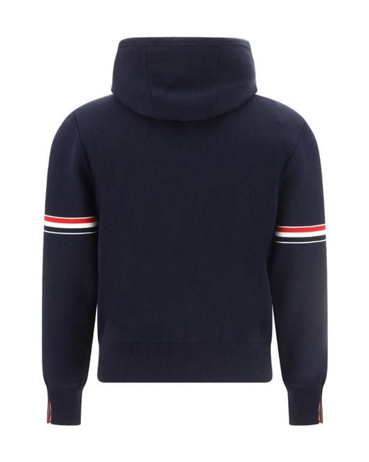 Thom Browne Blue Zip-Up Drawstring Hoodie for men