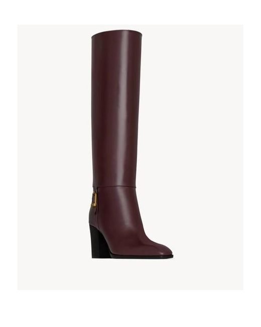 Saint Laurent Brown Julia Square Toe Boots
