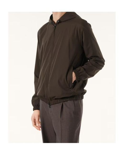 Loro Piana Brown Hooded Bomber for men