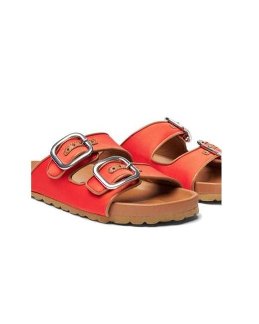 Scarosso Red Isa Double-Buckle Open-Toe Slides