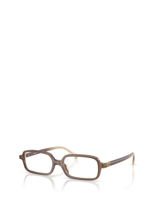 Miu Miu White Eyewear Miu Regard Pillow Frame Glasses