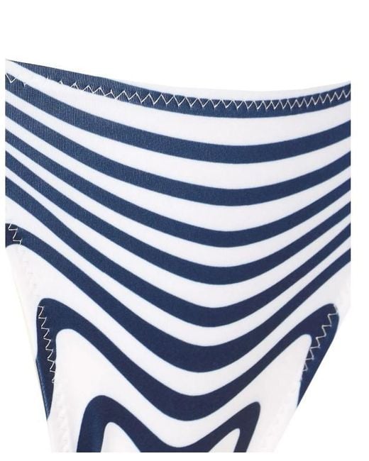 Jean Paul Gaultier White A Striped Lace-Up Bikini
