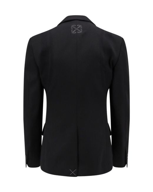 Off-White c/o Virgil Abloh Black Logo Embroidered Single-Breasted Blazer for men