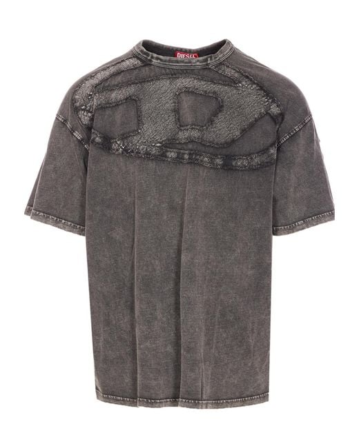 DIESEL Gray Short Sleeve Crewneck T-Shirt for men