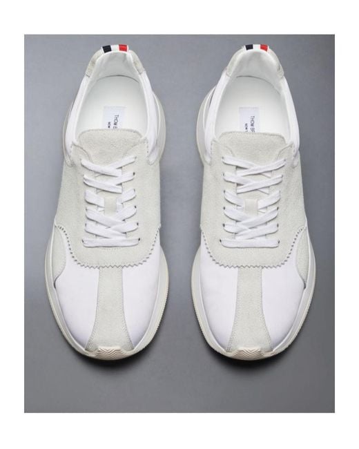 Thom Browne White Sprinter Panelled Sneakers for men