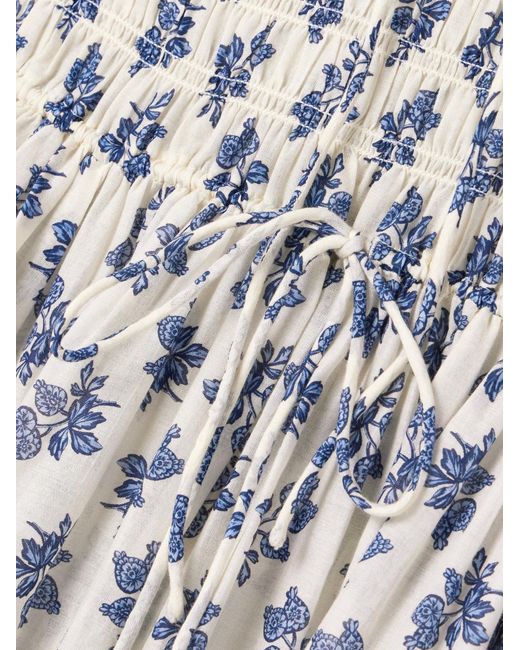 Doen White Emmaretta Pleated Print Dress