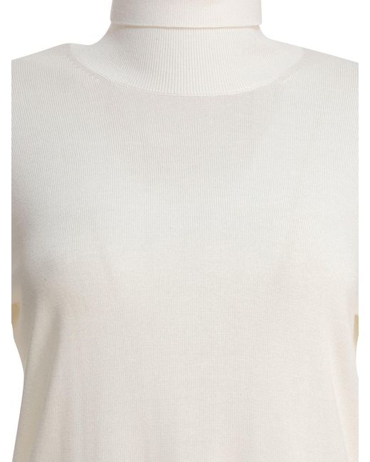 Totême White Totême High Neck Knitted Blouse