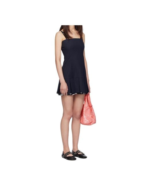 charlesjeffreyloverboy Blue Pleated Mini Dress