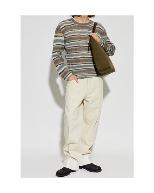 A.P.C. Gray Brushed Striped Knitted Sweater for men