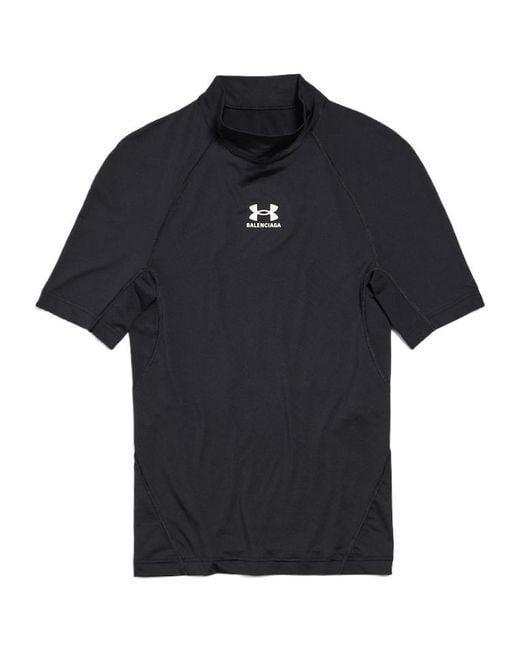 Balenciaga Black Under Armour Mock Neck T-Shirt for men
