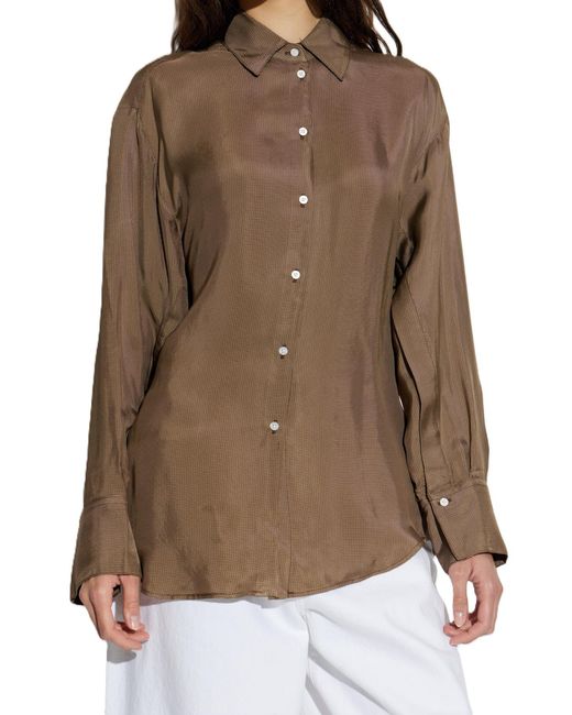 Rohe Brown Long-Sleeved Curved Hem Shirt