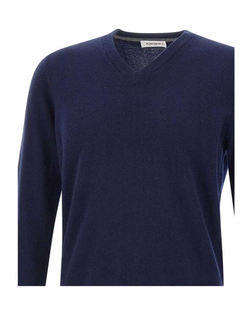 Kangra Cashmere Blue Long-Sleeved Sweater for men