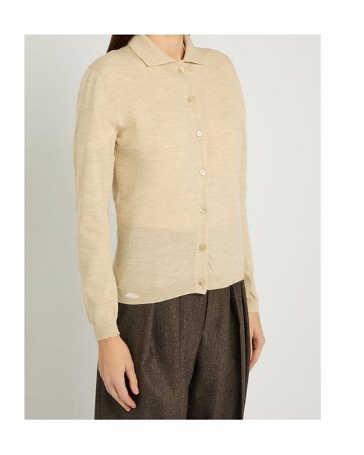 Maison Margiela Natural Stitch-Detail Wool-Blend Cardigan