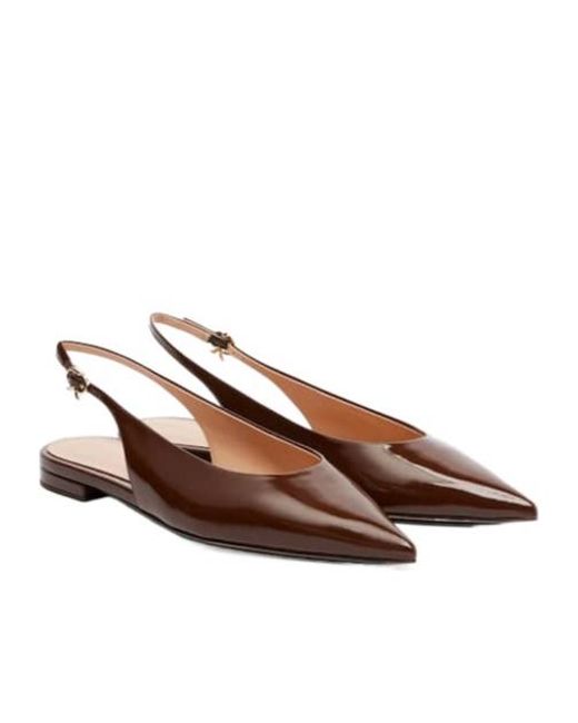 Gianvito Rossi Brown Patent Leather Slingback Flats