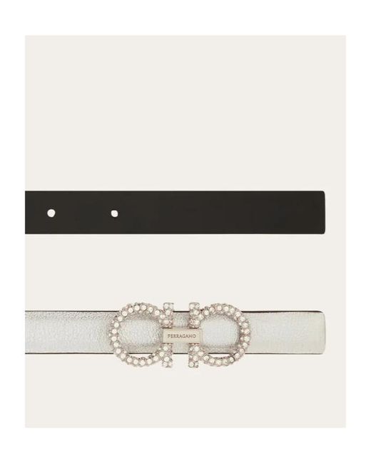 Ferragamo White Ferragamo Reversible Gancini Belt