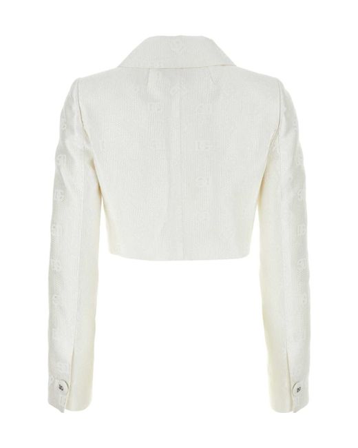 Dolce & Gabbana White Dg Logo Quilted Jacquard Jacket