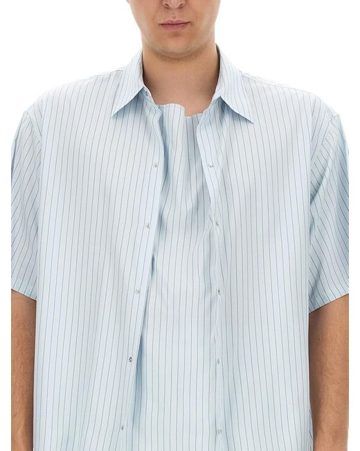 Lanvin White Striped Short-Sleeved Shirt for men