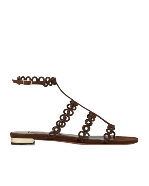Aquazzura Brown Infinity Chain Sandals