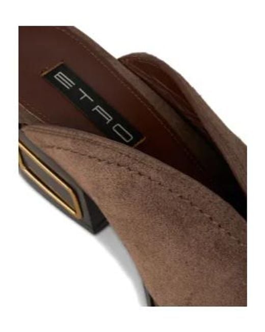 Etro Brown Logo Heel Slip-On Mules
