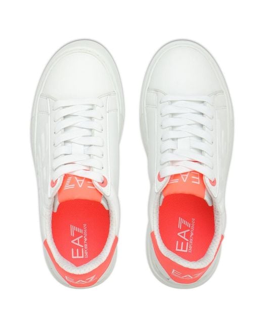 EA7 White Logo-Patterned Lace-Up Casual Sneakers