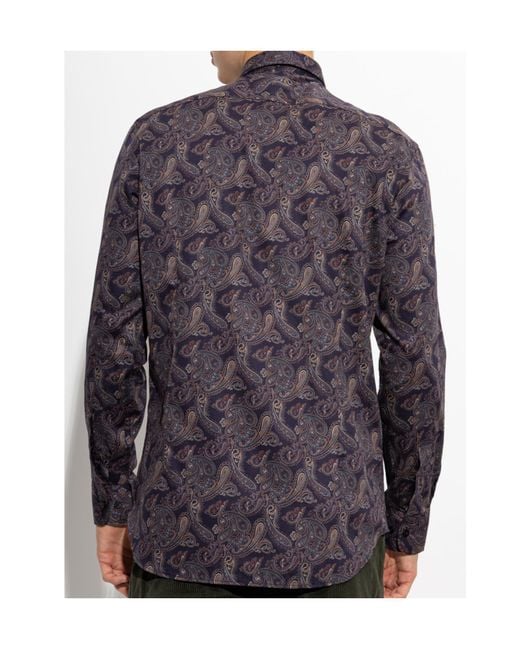 Etro Blue Collared Long-Sleeved Shirt for men
