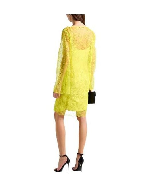 Max Mara Yellow Solid Embroidered Dress
