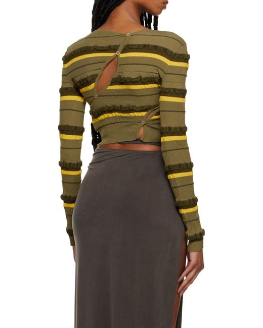 Jacquemus Green Striped Cropped Jumper