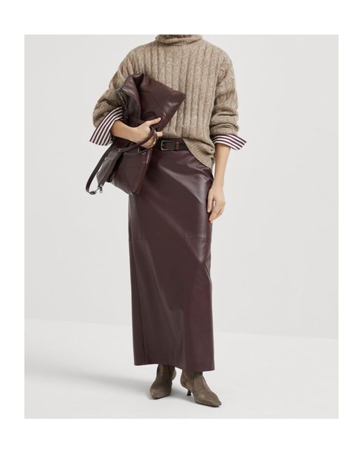 Brunello Cucinelli Brown Cable-Knit Jumper