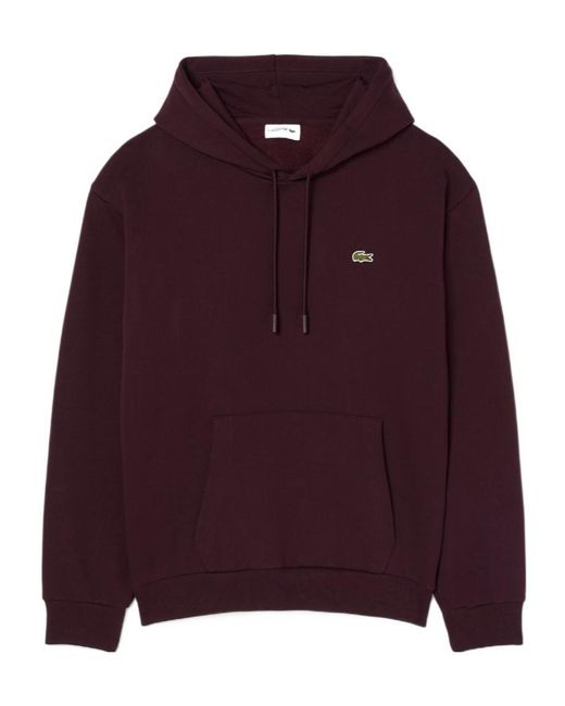 Lacoste Purple Logo-Patch Drawstring Hoodie for men