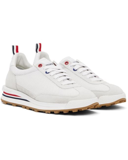 Thom Browne White Tech Runner Low-Top Sneakers for men